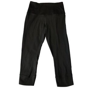 Zella High Rise Cropped Ribbed Detail Leggings Black Workout Yoga Women’s Small